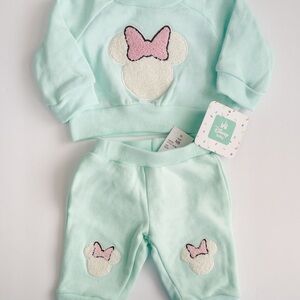 Disney Baby Minnie Mouse Outfit Set NB Sweatshirt & Pants NWT